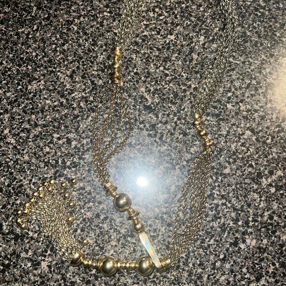 STELLA & DOT "Bianca" Lariat Gold & Bronze Tone Tassel Necklace 32" Front Hook - Picture 11 of 12